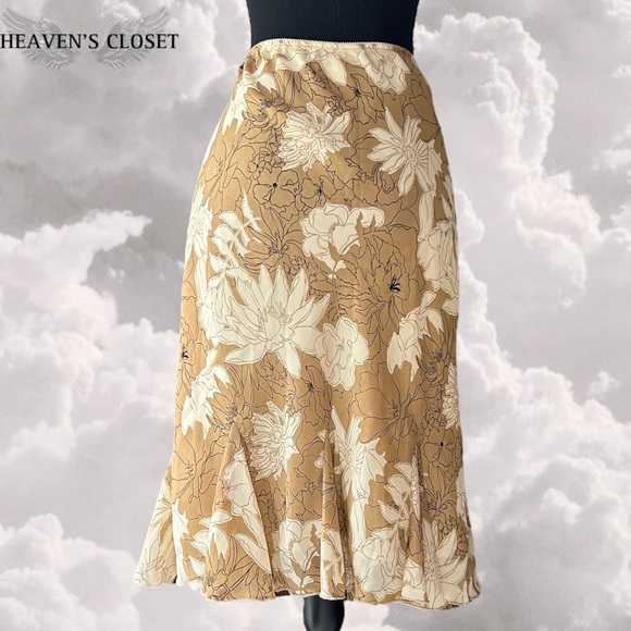 Vintage Worthington  Brown Floral Midi Skirt - Picture 2 of 5